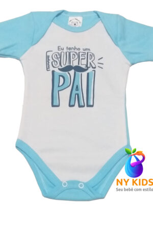 Body Branco e Azul  Com Frase