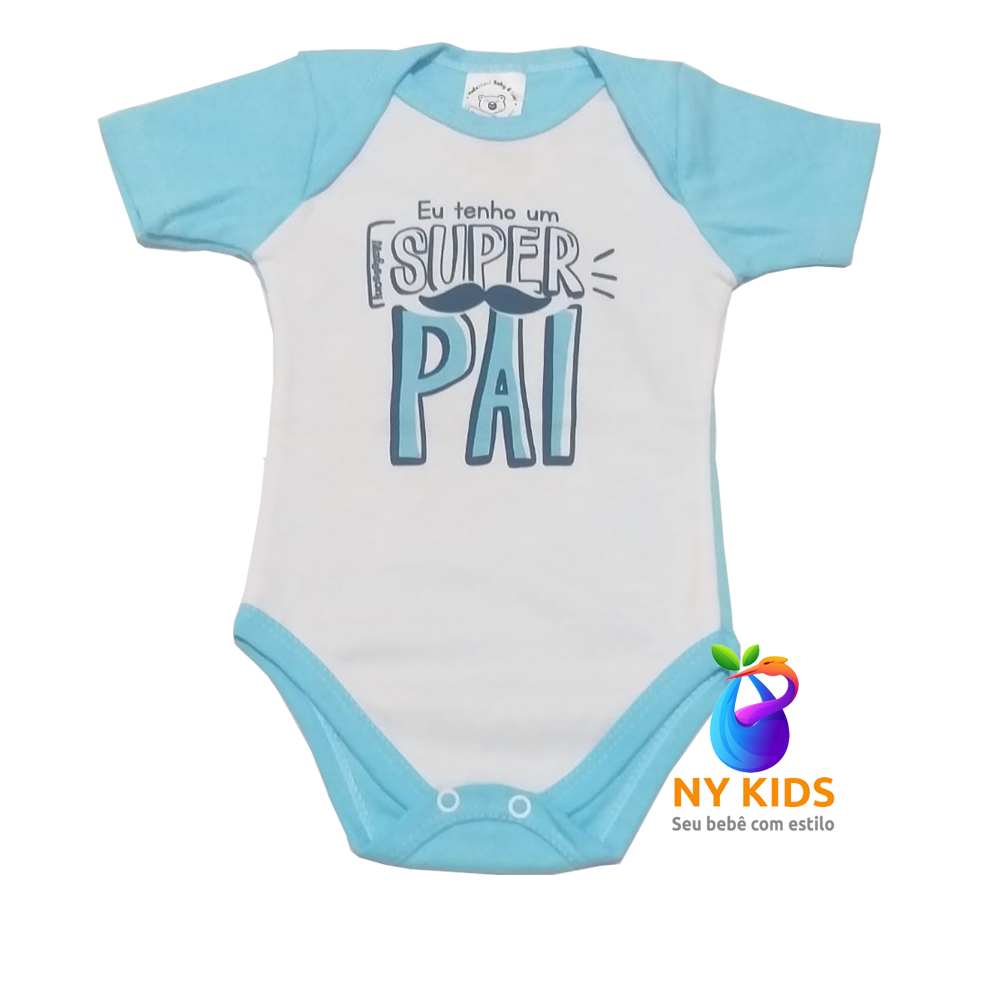Body Branco e Azul Com Frase