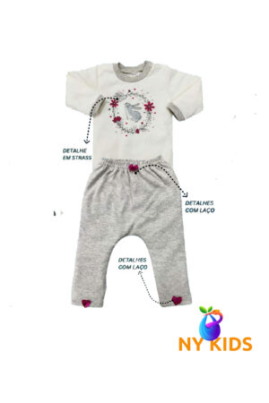 Conjunto M/Longa Creme c/ Mescla F  Ref. 8508