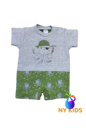 Macacão Curto Cinza e Verde G. Ref. 2439