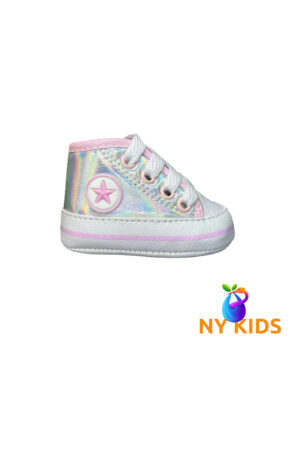 Tênis Starzinho de bebê Cano Alto Estrelinha (Prateado)