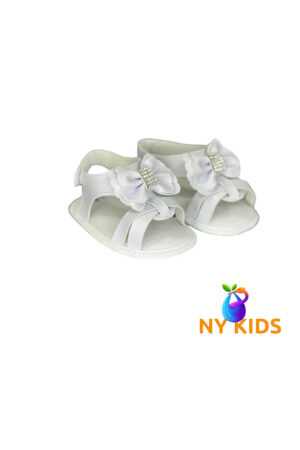 Chinela de bebê Laço e Strass (Branco) Ref. 11008