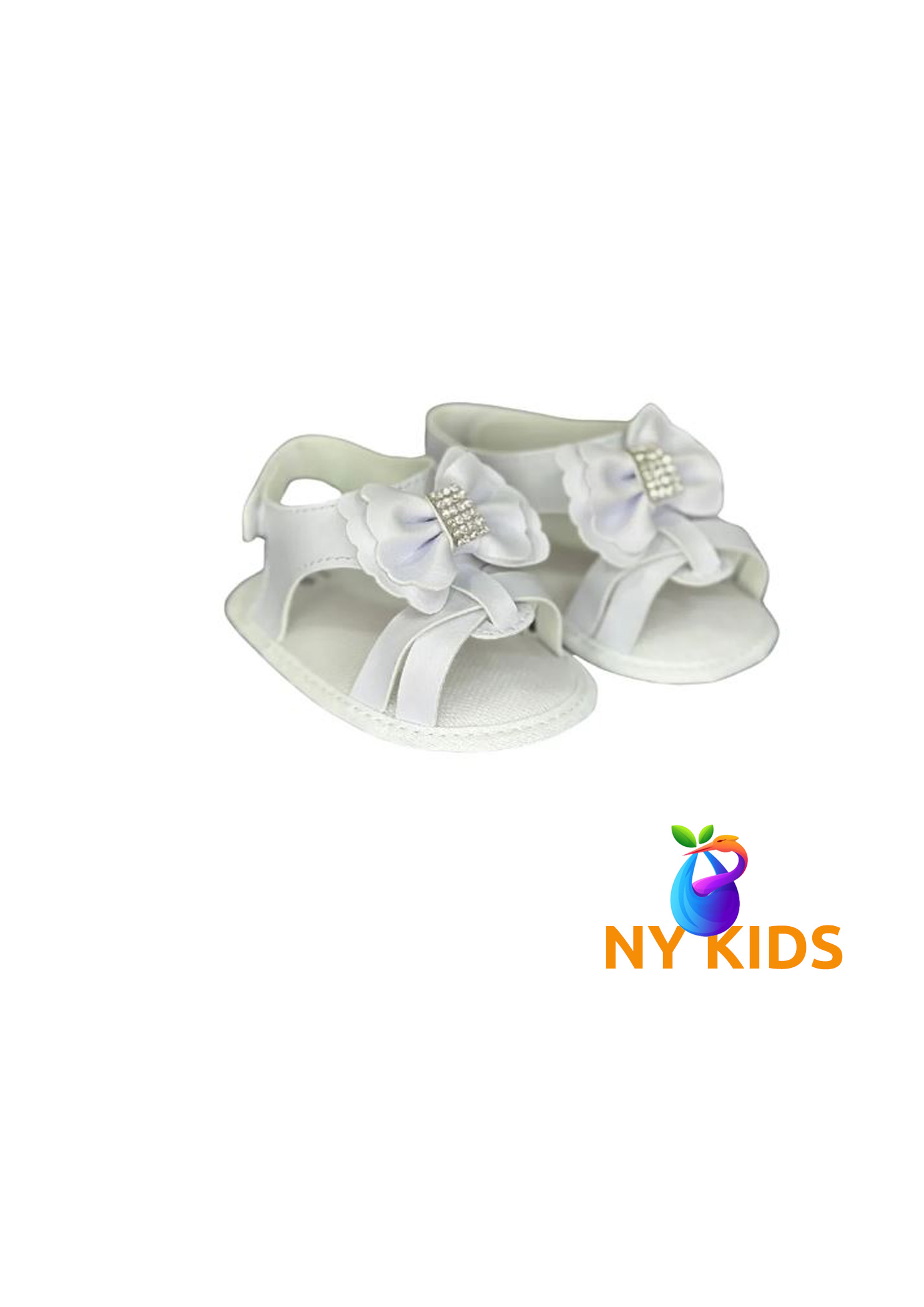 Chinela de bebê Laço e Strass (Branco) Ref. 11008
