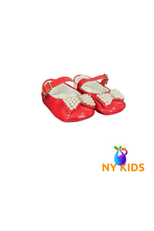 Sapatilha de bebê Laço de Pérolas (Vermelho) Ref. 6084