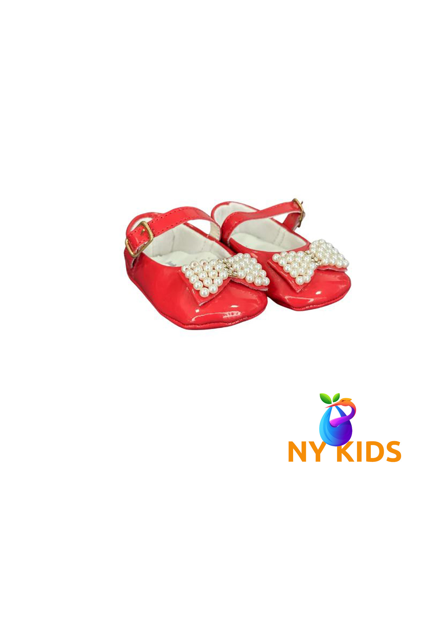 Sapatilha de bebê Laço de Pérolas (Vermelho) Ref. 6084